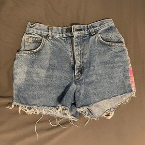 Patterned High Waisted Jean Shorts